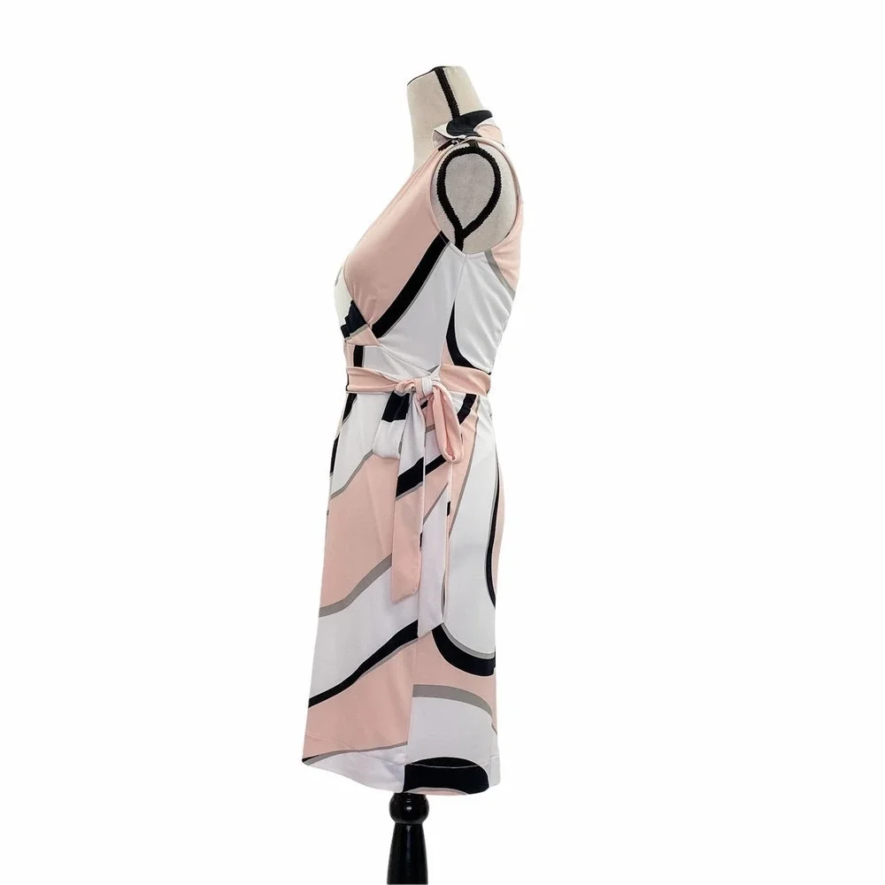 NEW York & Company Pink Abstract Wrap Dress